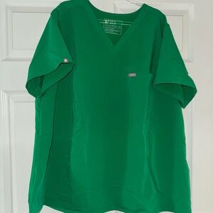 Figs Catarina Emerald Green V-Neck Scrub Top